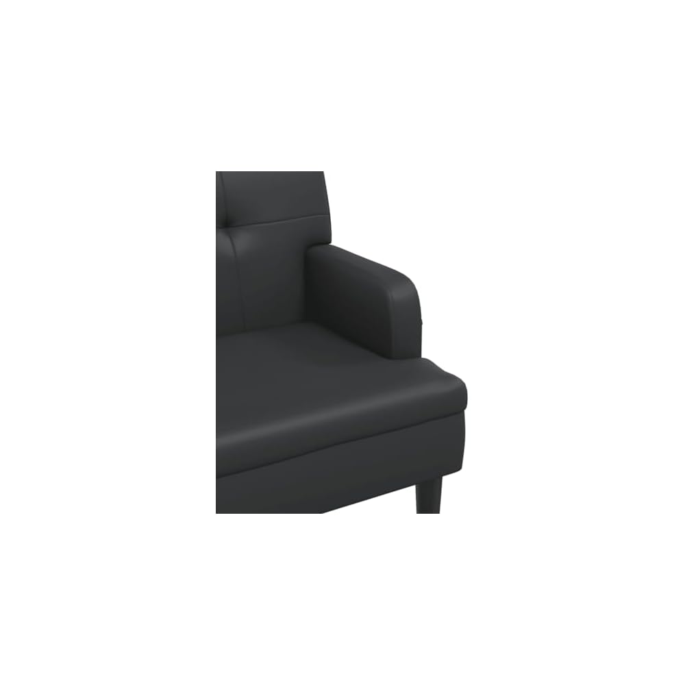 Loveseat Sofa Bench with Backrest, Modern Loveseat Bench Sofa Couch, 2-Seat Sofa Lounge Bench for Small Spaces Living Room, Apartment Office Dorm, Black 44.1"x25.8"x29.5" Faux Leather, -10