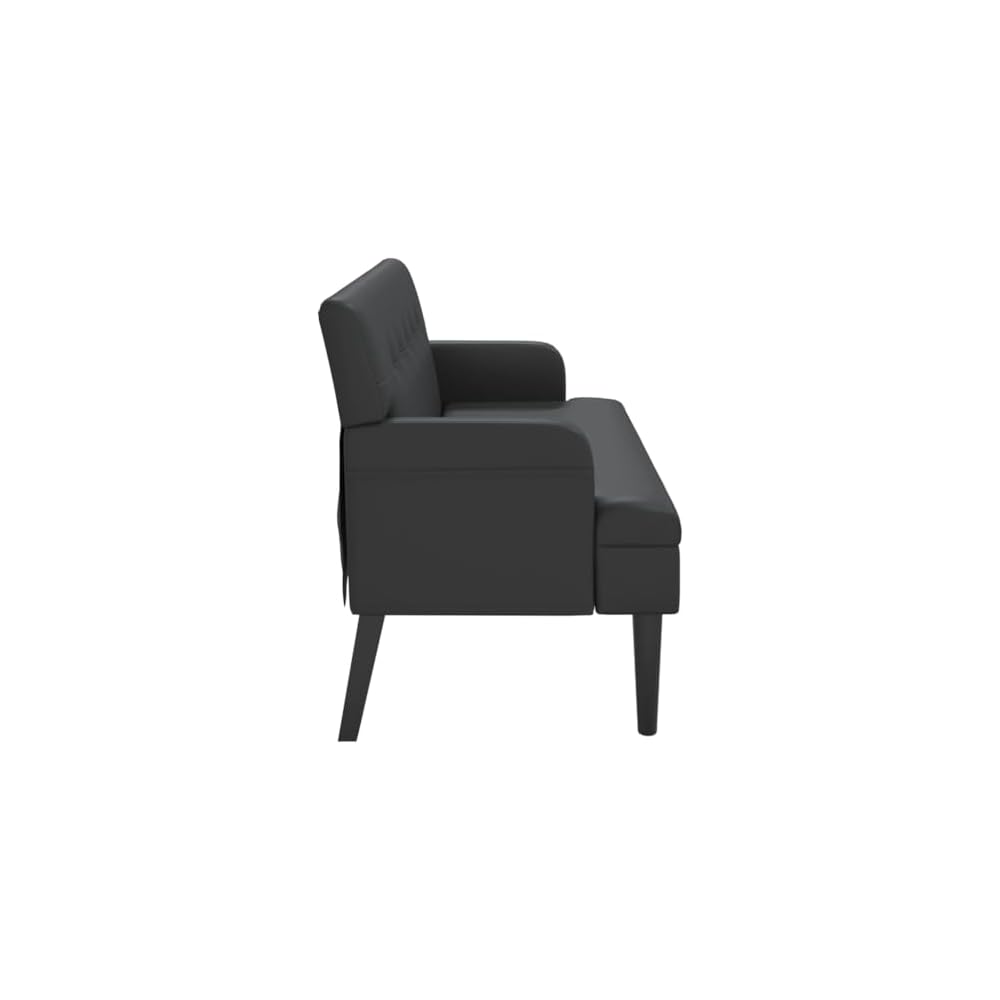 Loveseat Sofa Bench with Backrest, Modern Loveseat Bench Sofa Couch, 2-Seat Sofa Lounge Bench for Small Spaces Living Room, Apartment Office Dorm, Black 44.1"x25.8"x29.5" Faux Leather, -10