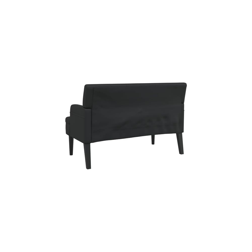 Loveseat Sofa Bench with Backrest, Modern Loveseat Bench Sofa Couch, 2-Seat Sofa Lounge Bench for Small Spaces Living Room, Apartment Office Dorm, Black 44.1"x25.8"x29.5" Faux Leather, -10