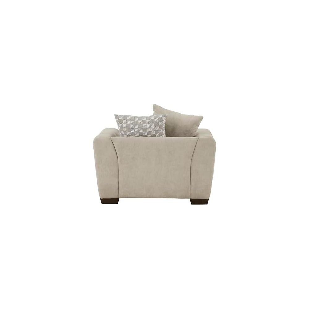 Lexicon Accent Chair, Chenille Upholstered Armchair, Single Sofa Chair with 3 Pillows, Wood Legs, Track Arms, Nailhead Trim, Modern Chairs for Living Room/Bedroom/Office/Waiting Room, Light Brown
