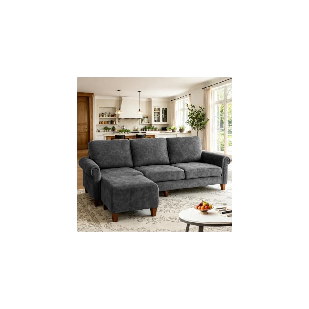 100" Modular Sectional Sofa, L-Shaped Velvet Couch for Small Spaces
