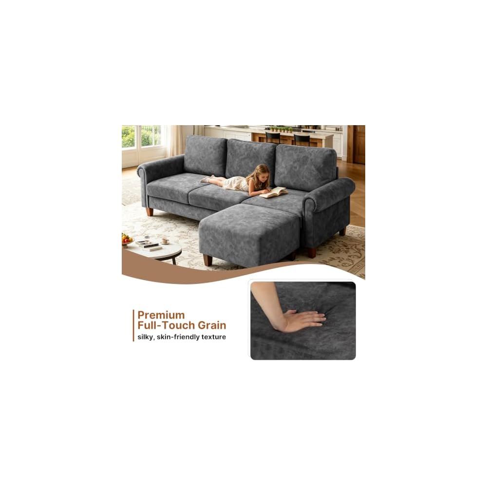 100" Modular Sectional Sofa, L-Shaped Velvet Couch for Small Spaces