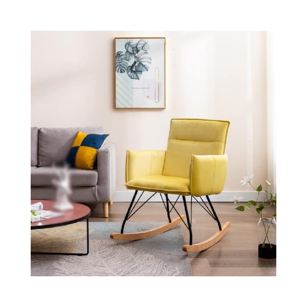 Relax Rocking Chair Velvet Upholstered Rocker Chair Lounge Chair Cushion for Living Room