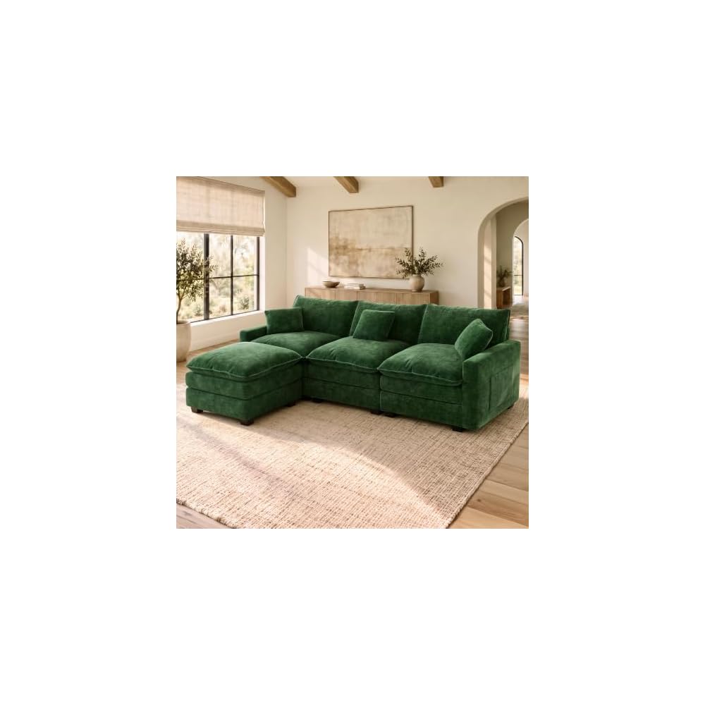 Modular Sofa Cloud Couch Sectional Couches for Living Room, Green