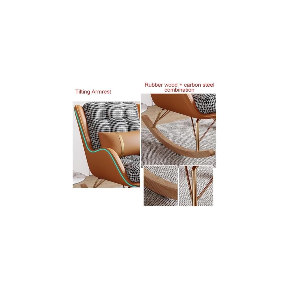 Modern Living Room Reclining Rocking Chair with Foot Stool and Balcony Chair for Bedroom Soft Sleeper Armchair for Lounge and Reading (Orange)