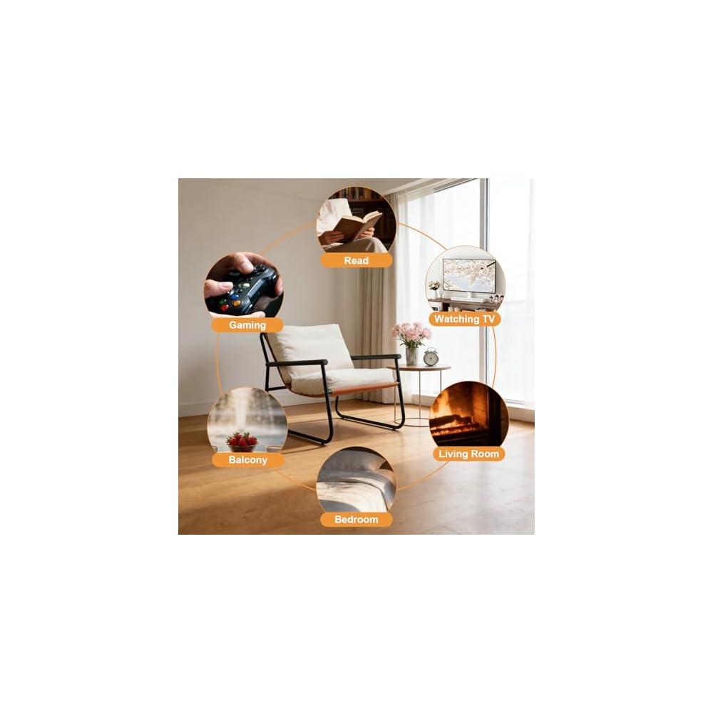 Modern Accent Chair for Living Room Bedroom Beige with Metal Frame