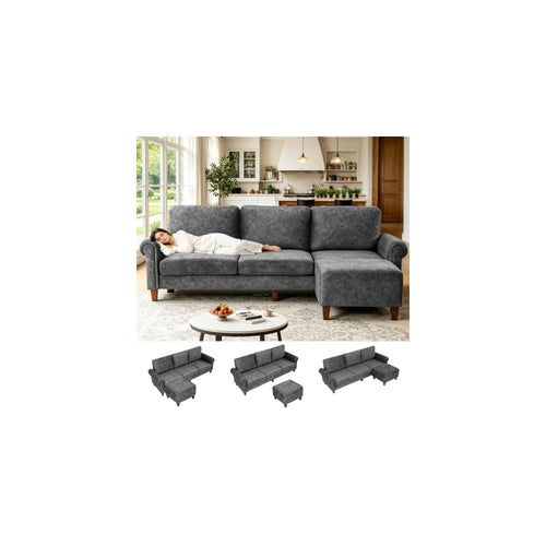 100" Modular Sectional Sofa, L-Shaped Velvet Couch for Small Spaces