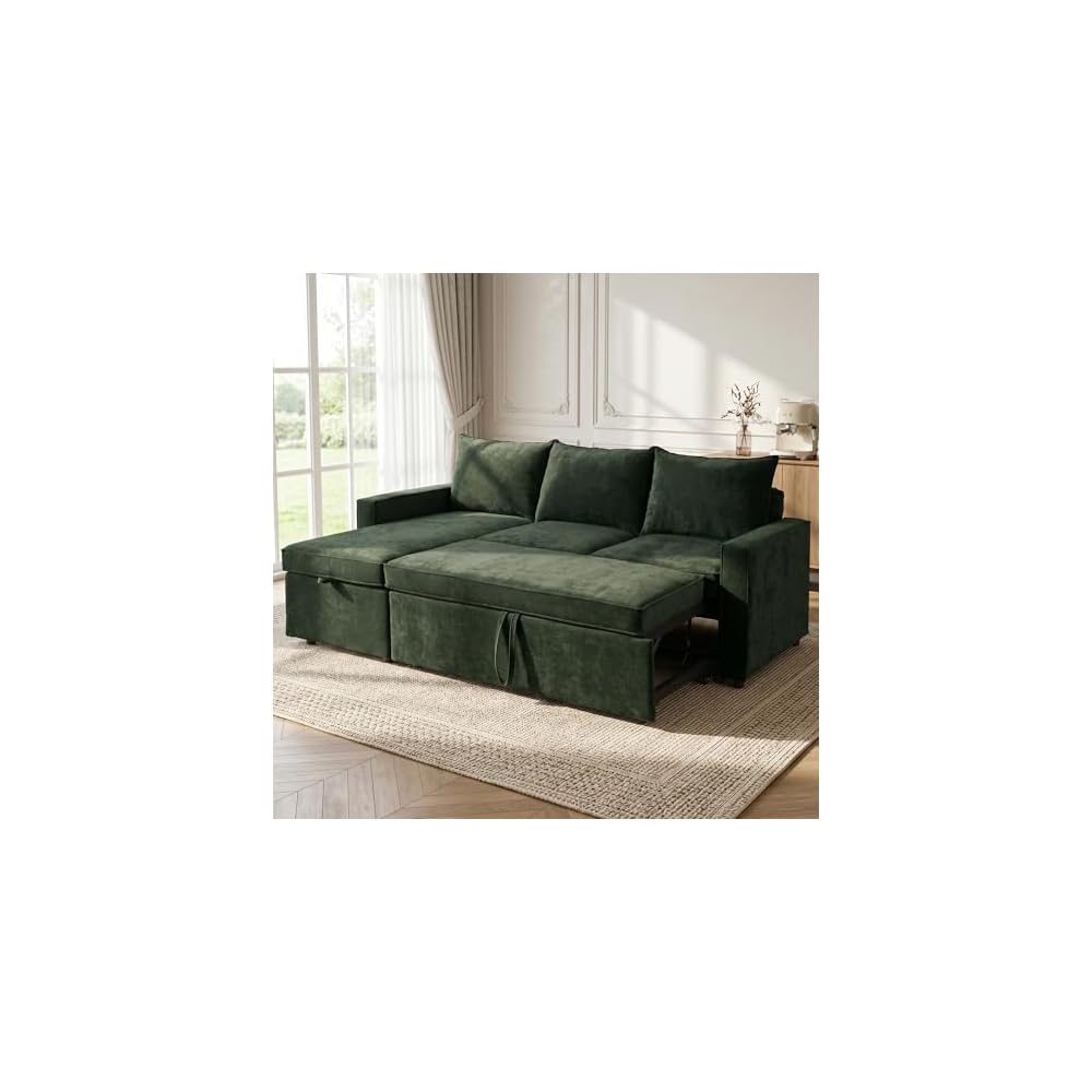 HIPIHOM 81" Sofa Bed – Sleeper Couch with Storage for Small Spaces