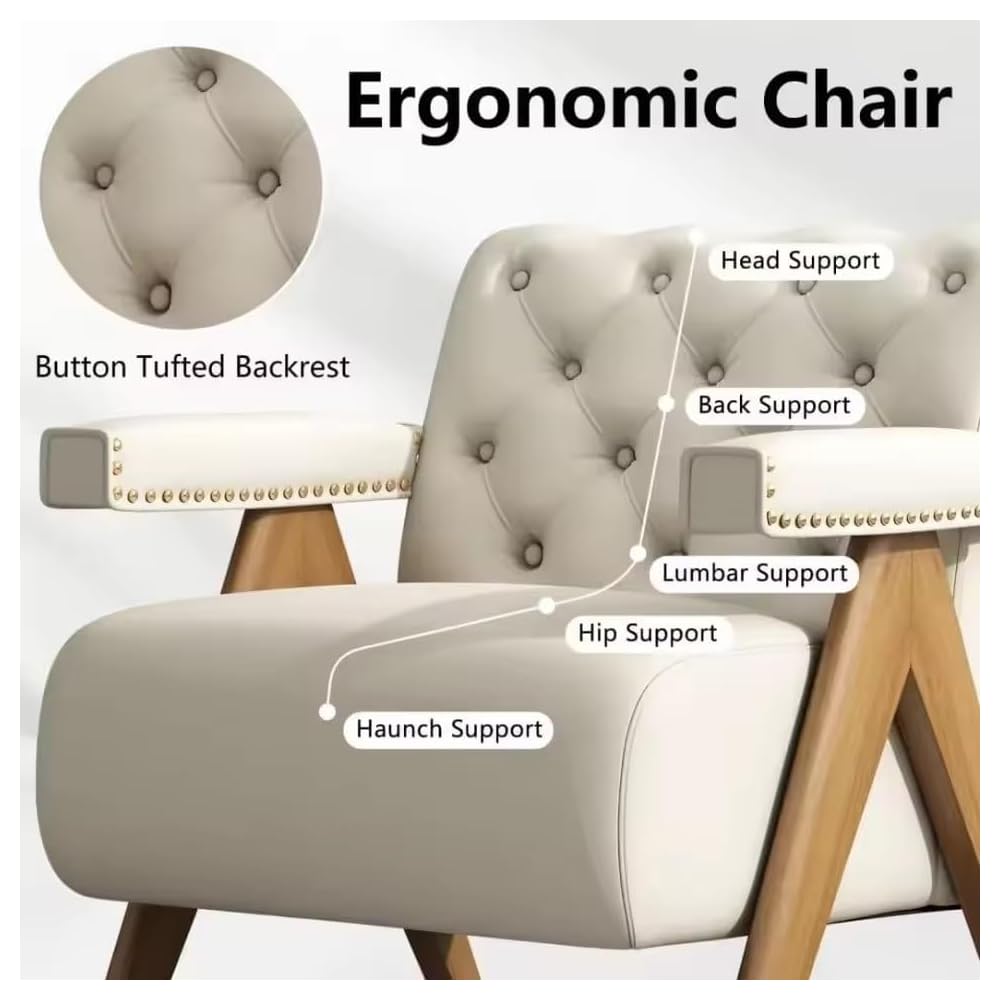 Chair Set of Mid-Century 2 with Wooden Arms and Legs Comfy Upholstered Velvet Wide Armchair Sofa Living Room Chairs