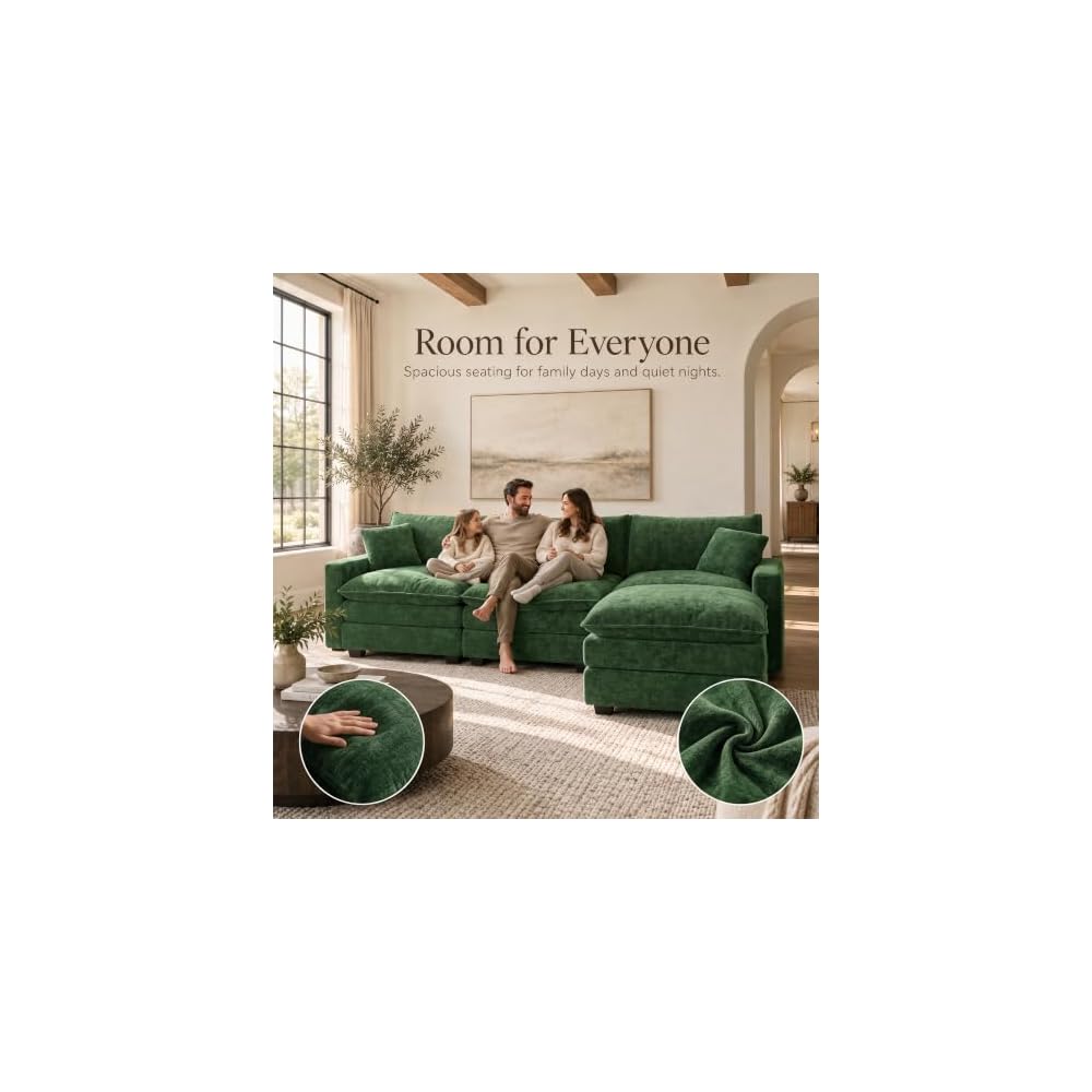 Modular Sofa Cloud Couch Sectional Couches for Living Room, Green