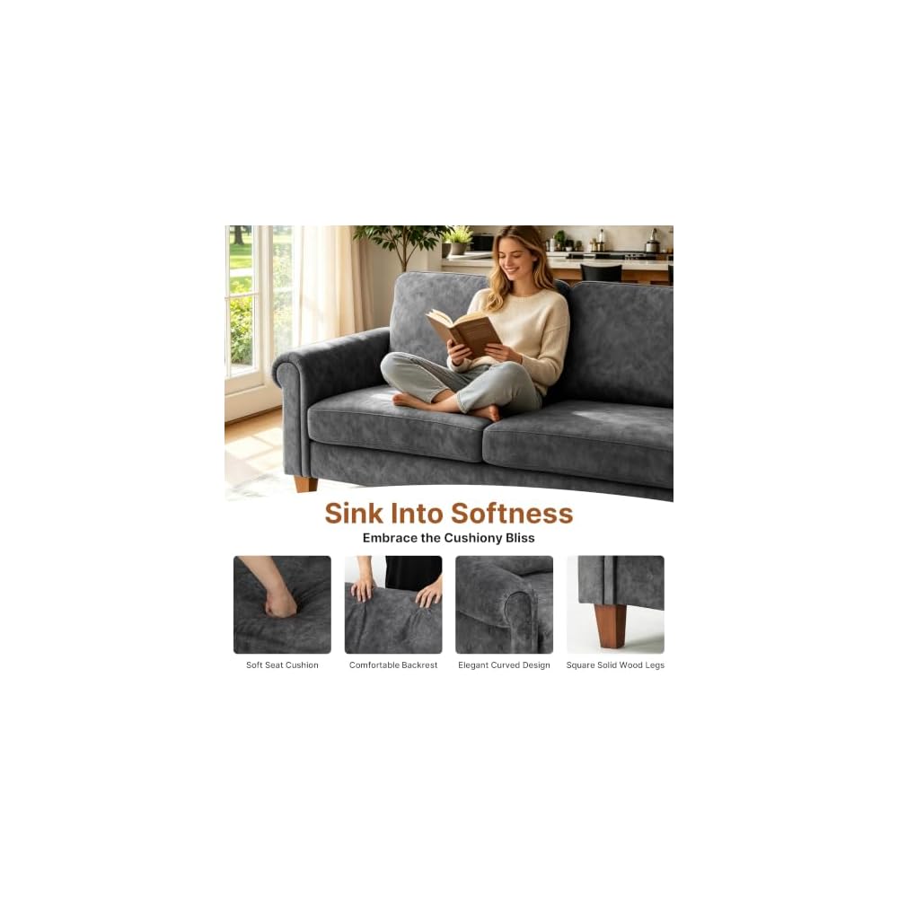 100" Modular Sectional Sofa, L-Shaped Velvet Couch for Small Spaces