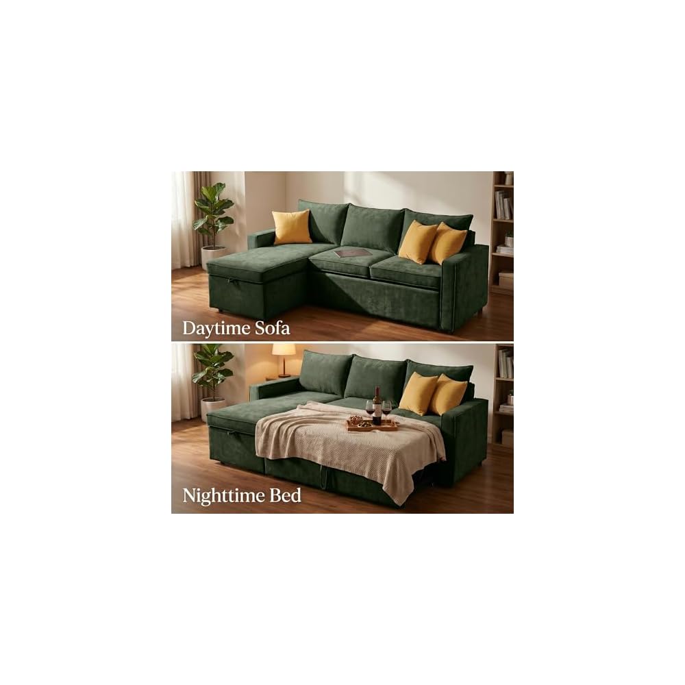 HIPIHOM 81" Sofa Bed – Sleeper Couch with Storage for Small Spaces