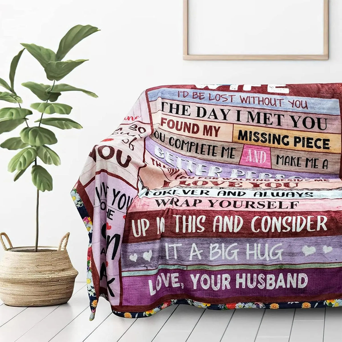 [SummerVibes] Blanket Gifts for Wife Romantic Anniversary Birthday Gifts for Wife Her I Love You Presents for Wife from Husband to My Wife Warm Gifts for Christmas Valentine's Mother's Day