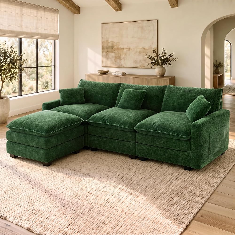 Modular Sofa Cloud Couch Sectional Couches for Living Room, Green