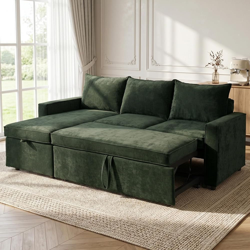 HIPIHOM 81" Sofa Bed – Sleeper Couch with Storage for Small Spaces