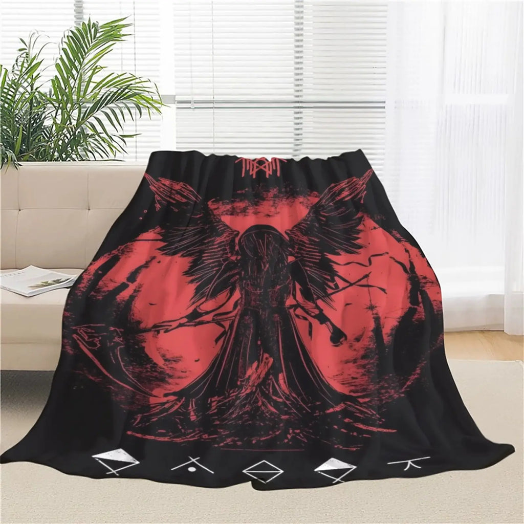 Metal Music Dark Aesthetic Pattern Flannel Blanket, Soft Warm Throw Blanket, Air-conditioned Sofa Bedroom Dorm Couch Office Car Travel Home Blanket, Warm Nap Blanket for Men Women Adults Boys Girls, Birthday Mother's Day Fans Gifts